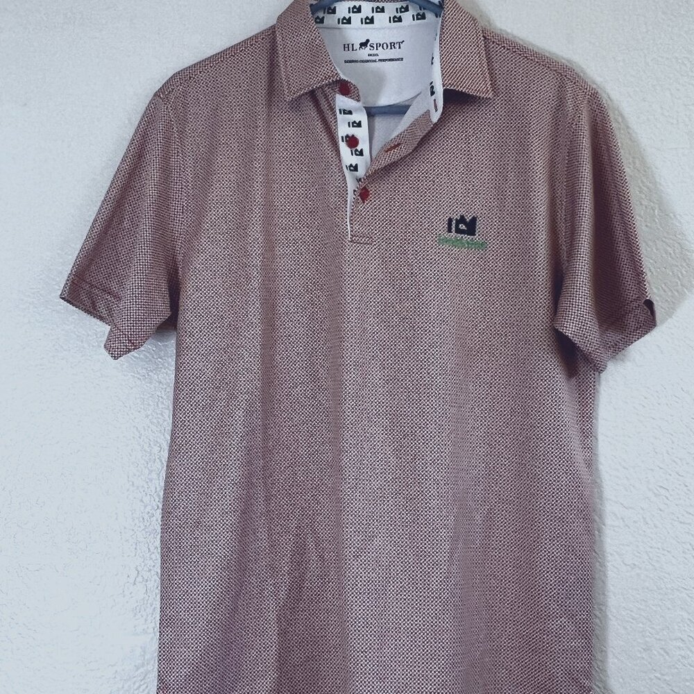 HL Sport Mens Bamboo performance Tee mate Print Sport Golf Polo Size Small‎